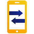 Illustration: mobile phone displaying data transfer.