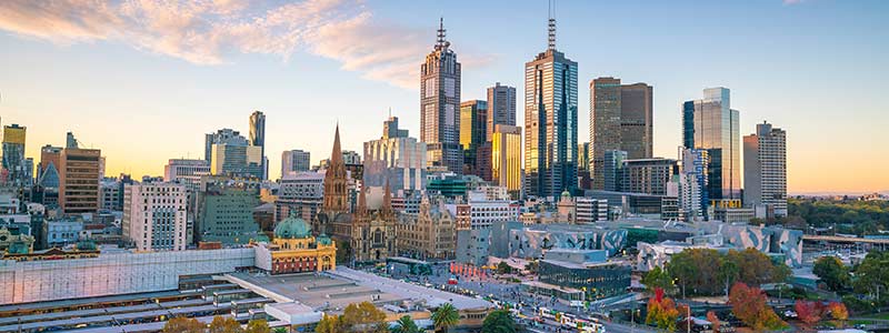 Melbourne city skyline at twilight