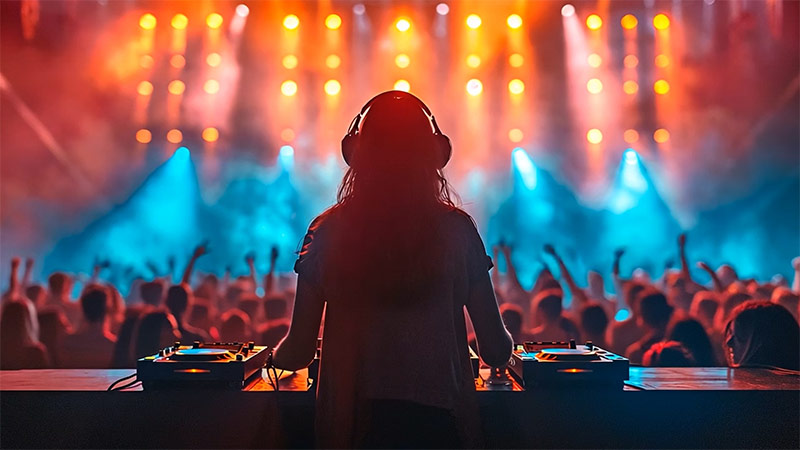 DJ spinning in a night club