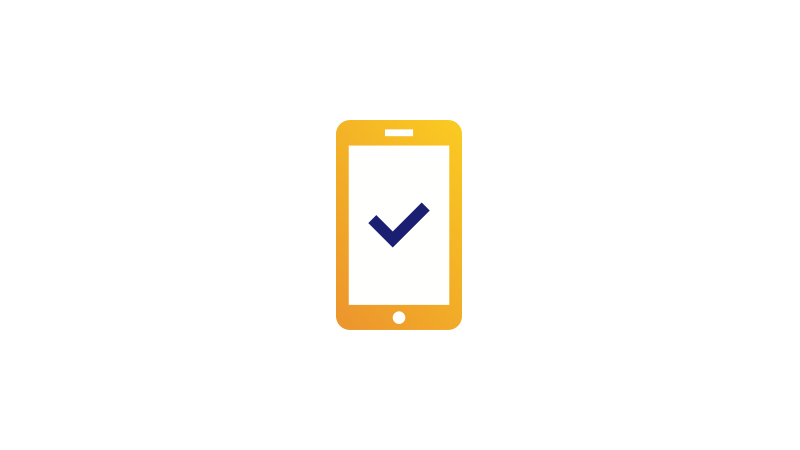 Illustration of a tablet device displaying a checkmark.