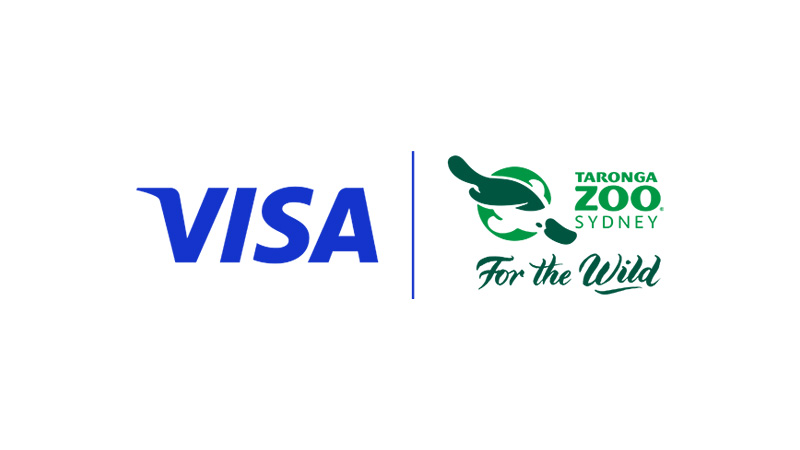 Logo of Taronga Zoo and logo of Visa, proud Taronga Zoo, NFL, and FIFA World Cup sponsor